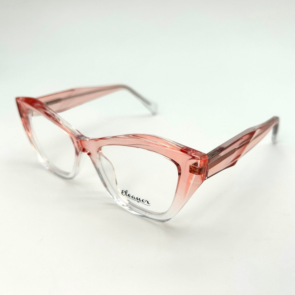 Womens Eyeglasses Frames Eleanor Forte Size 52-18-145 Pink Crystal Cat Eye NEW